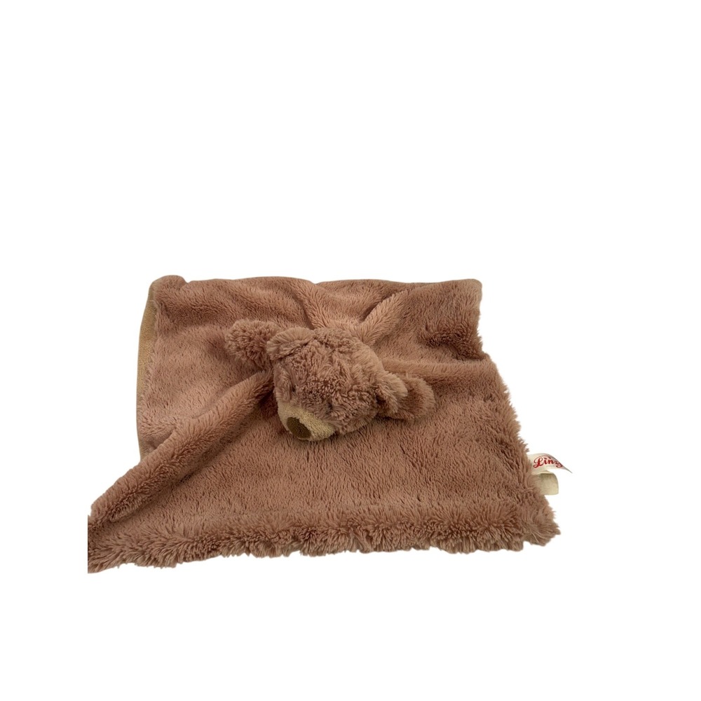 Linzy Teddy Bear Lovey Security Blanket 14x14 Mauve Brown Plush Faux Fur Kids
